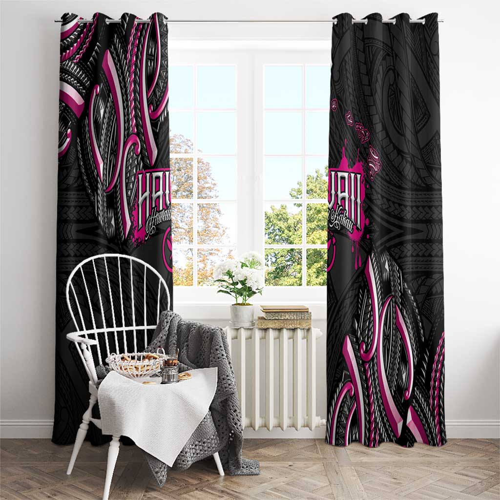 Traditional Art Hawaiian Kakau Tattoos Window Curtain Pink Color LT03 - Polynesian Pride