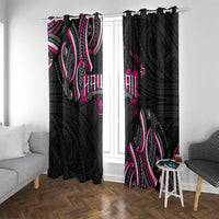 Traditional Art Hawaiian Kakau Tattoos Window Curtain Pink Color LT03 With Grommets Pink - Polynesian Pride