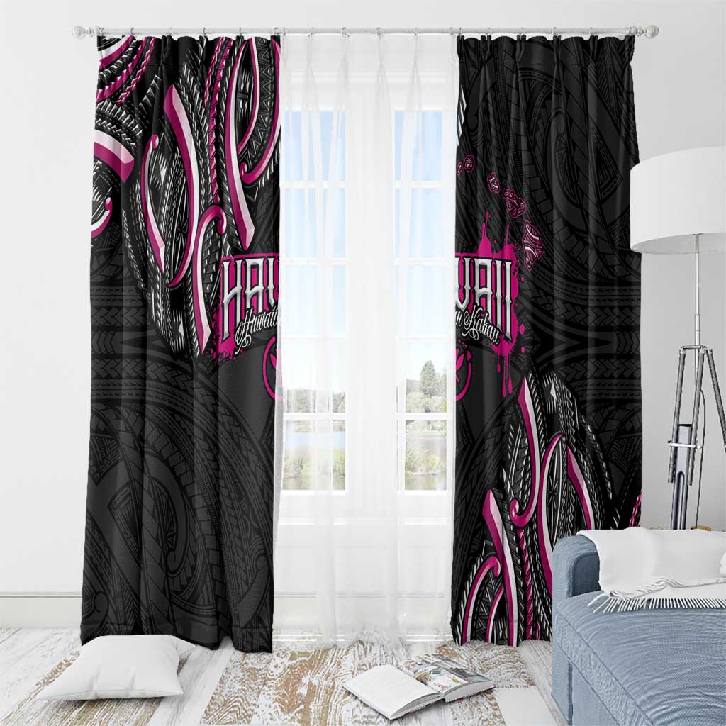 Traditional Art Hawaiian Kakau Tattoos Window Curtain Pink Color LT03 - Polynesian Pride