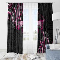 Traditional Art Hawaiian Kakau Tattoos Window Curtain Pink Color LT03 - Polynesian Pride