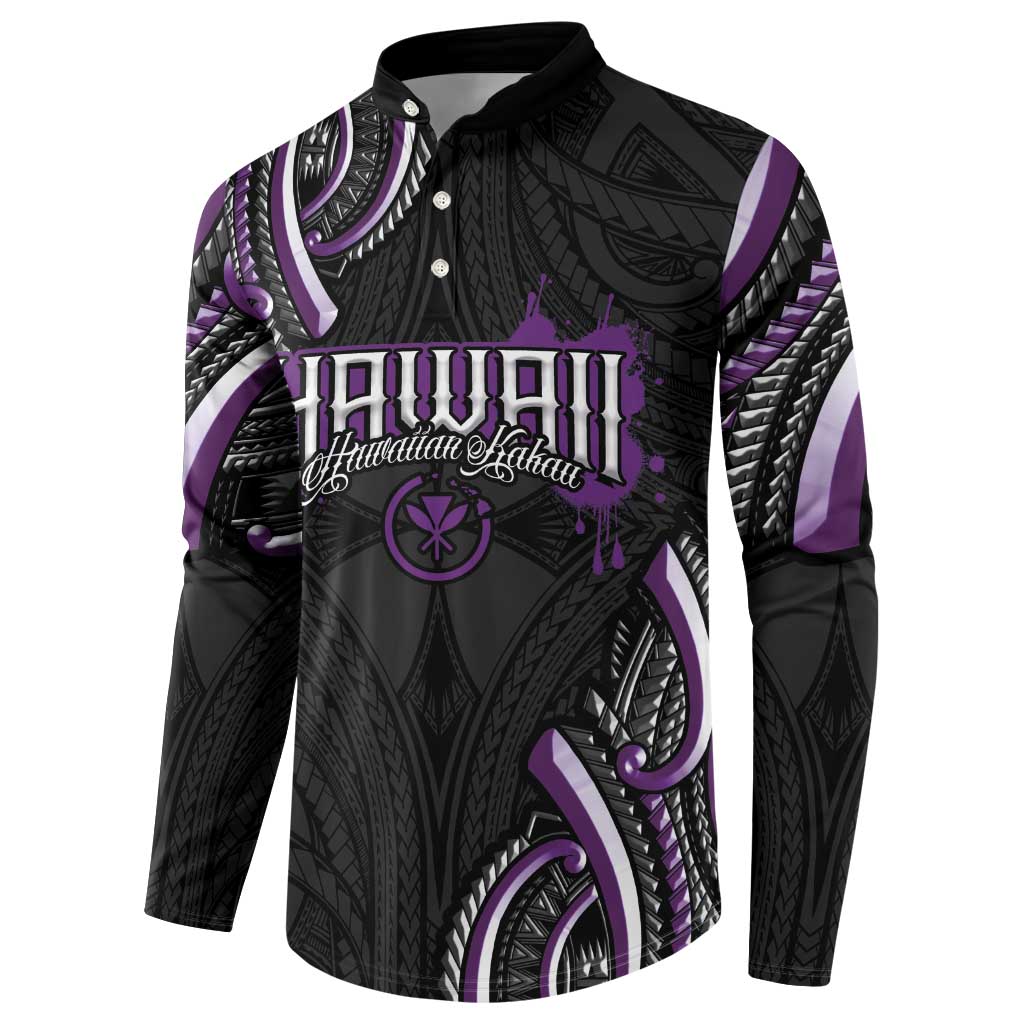 Traditional Art Hawaiian Kakau Tattoos Button Sweatshirt Purple Color LT03 - Polynesian Pride