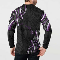 Traditional Art Hawaiian Kakau Tattoos Button Sweatshirt Purple Color LT03 - Polynesian Pride
