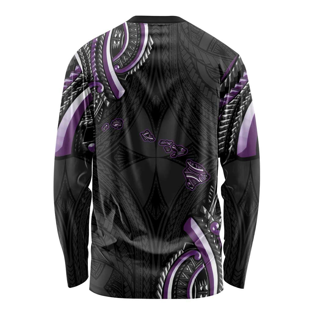 Traditional Art Hawaiian Kakau Tattoos Long Sleeve Shirt Purple Color LT03 - Polynesian Pride
