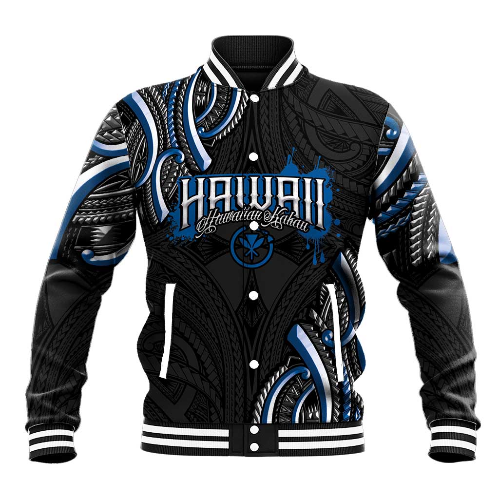 Traditional Art Hawaiian Kakau Tattoos Baseball Jacket Blue Color LT03 Unisex Blue - Polynesian Pride