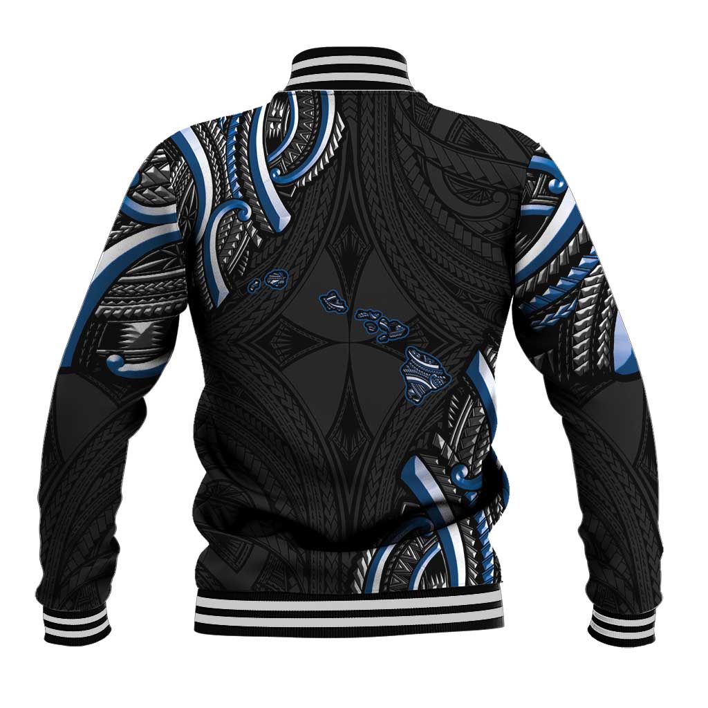 Traditional Art Hawaiian Kakau Tattoos Baseball Jacket Blue Color LT03 - Polynesian Pride