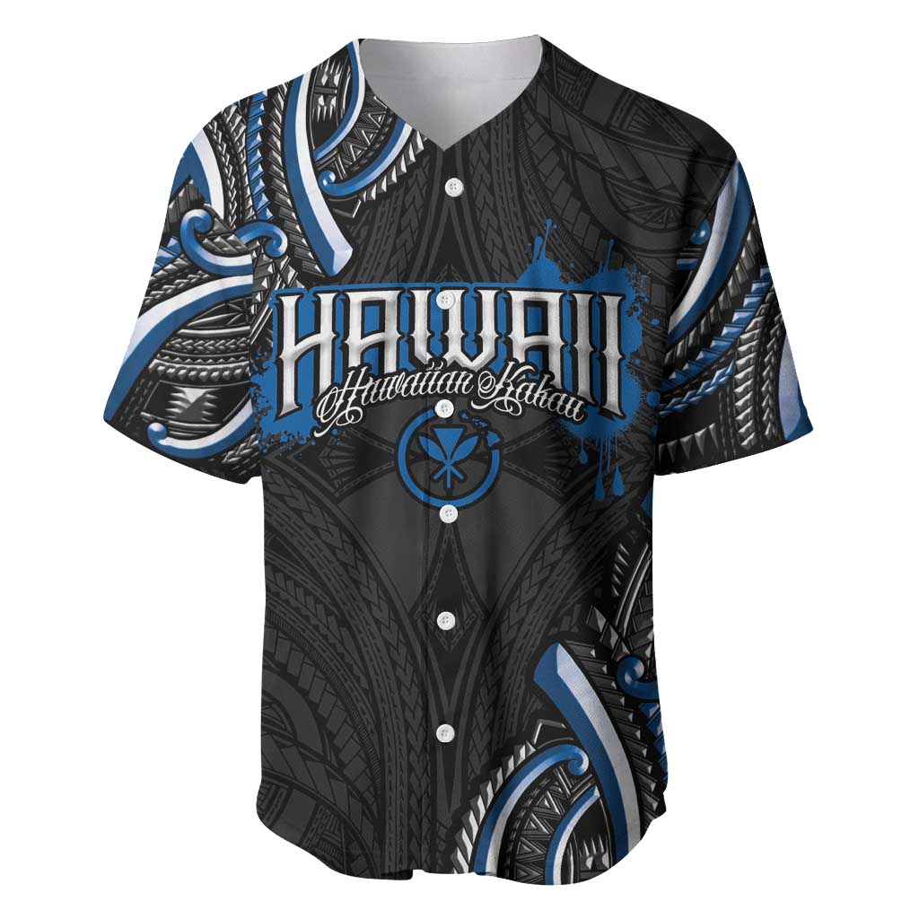 Traditional Art Hawaiian Kakau Tattoos Baseball Jersey Blue Color LT03 Blue - Polynesian Pride