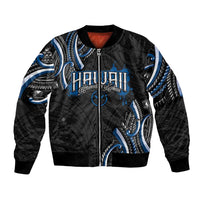 Traditional Art Hawaiian Kakau Tattoos Bomber Jacket Blue Color LT03 Unisex Blue - Polynesian Pride
