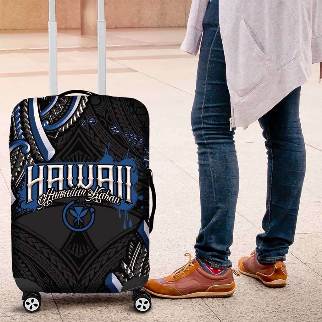 Traditional Art Hawaiian Kakau Tattoos Luggage Cover Blue Color LT03 Blue - Polynesian Pride