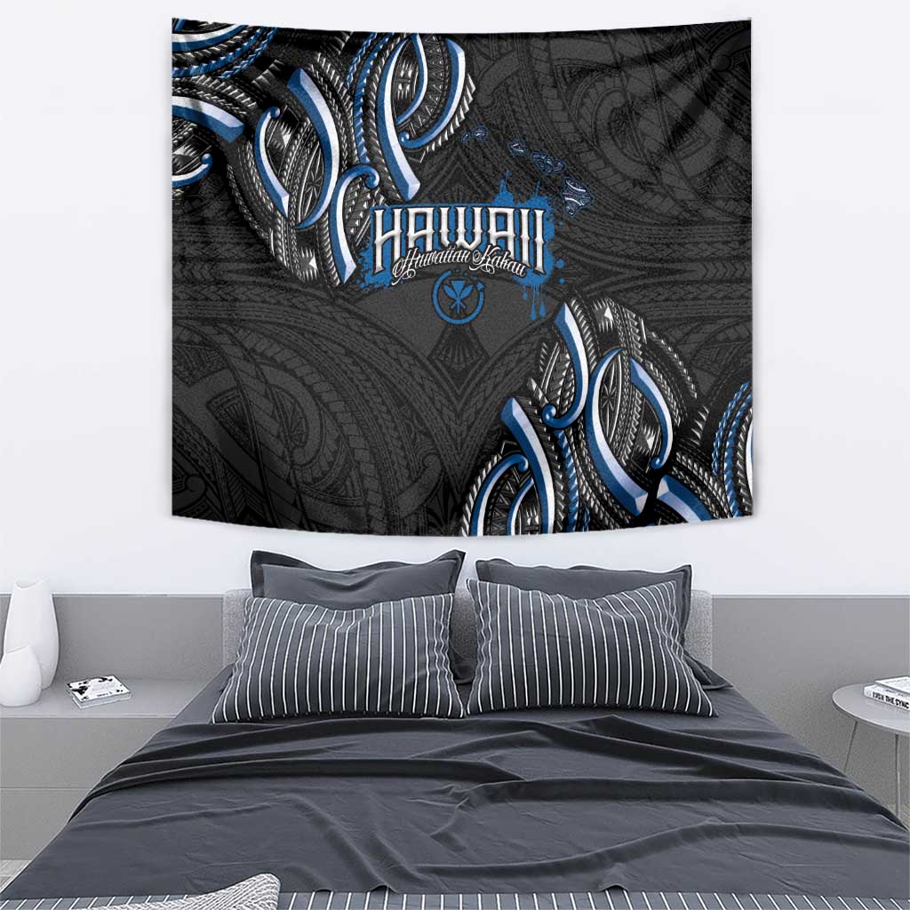 Traditional Art Hawaiian Kakau Tattoos Tapestry Blue Color LT03 - Polynesian Pride