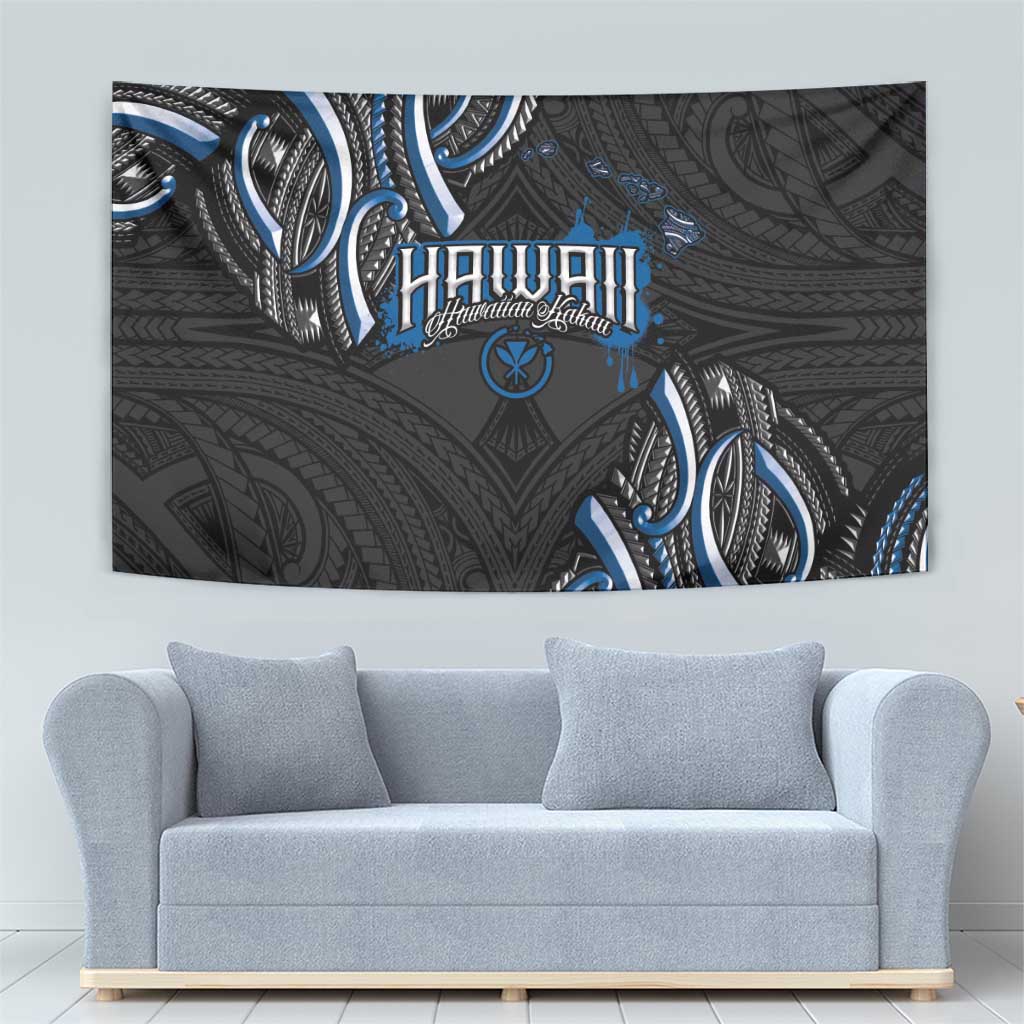 Traditional Art Hawaiian Kakau Tattoos Tapestry Blue Color LT03 - Polynesian Pride