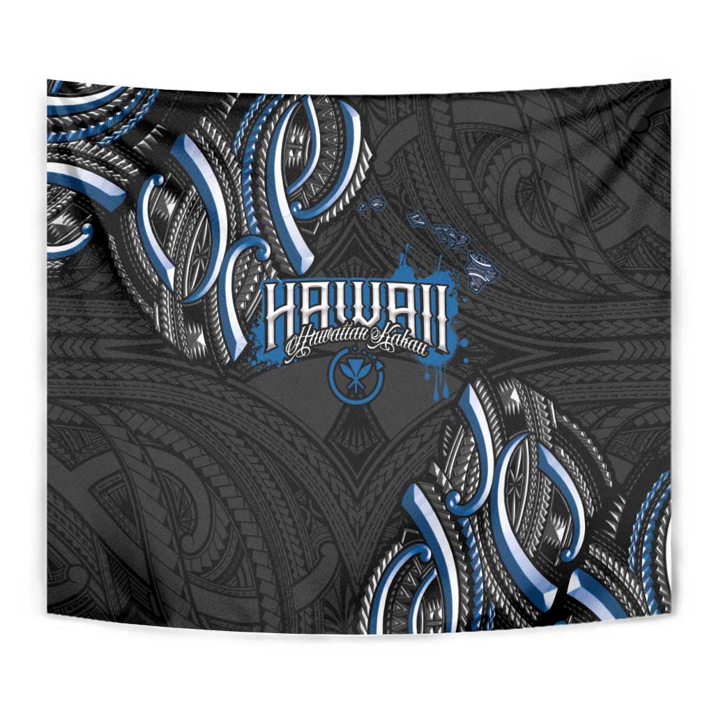 Traditional Art Hawaiian Kakau Tattoos Tapestry Blue Color LT03 - Polynesian Pride