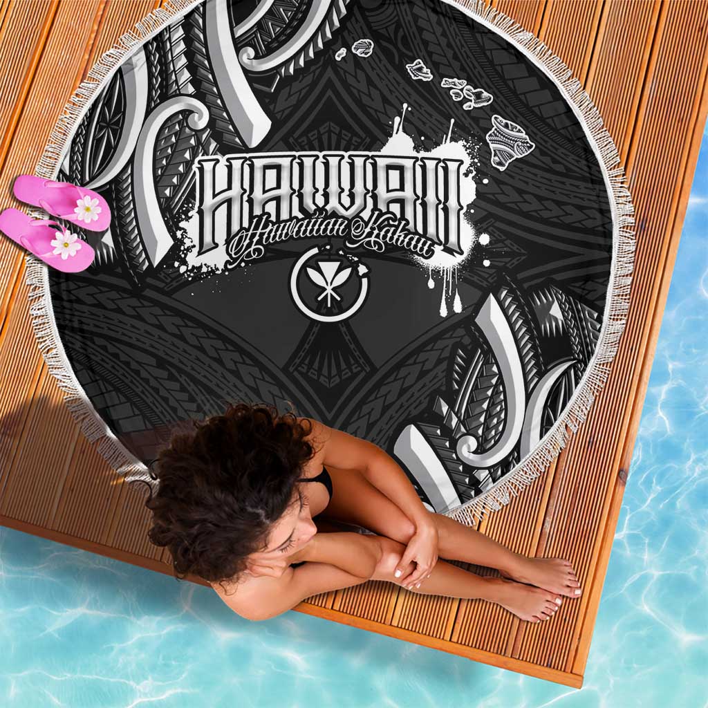 Traditional Art Hawaiian Kakau Tattoos Beach Blanket White LT03 - Polynesian Pride