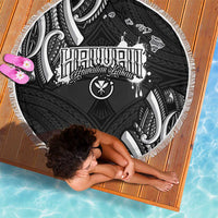 Traditional Art Hawaiian Kakau Tattoos Beach Blanket White LT03 - Polynesian Pride