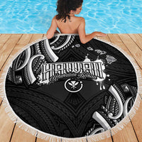 Traditional Art Hawaiian Kakau Tattoos Beach Blanket White LT03 - Polynesian Pride
