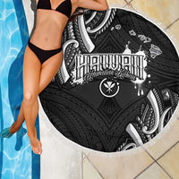 Traditional Art Hawaiian Kakau Tattoos Beach Blanket White LT03 - Polynesian Pride