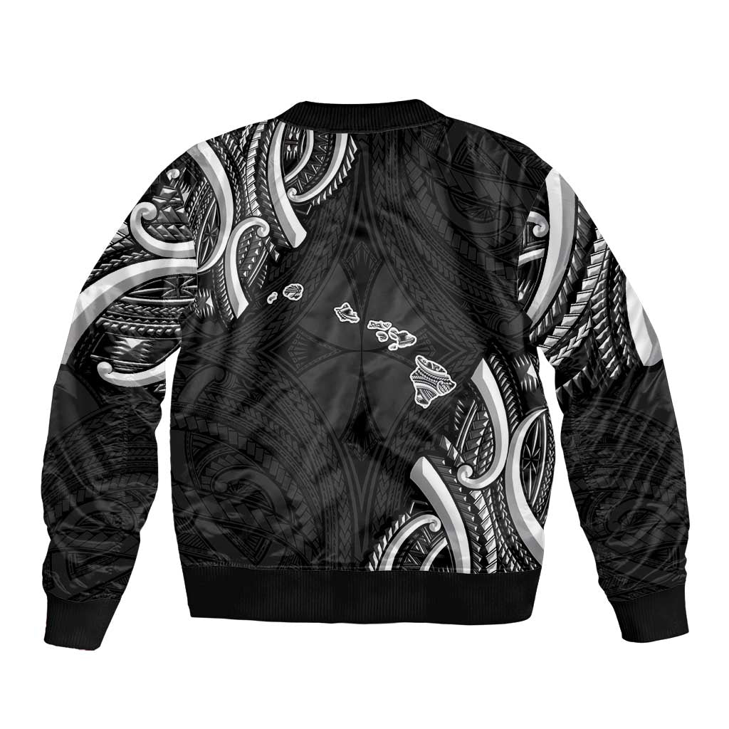 Traditional Art Hawaiian Kakau Tattoos Bomber Jacket White LT03 - Polynesian Pride