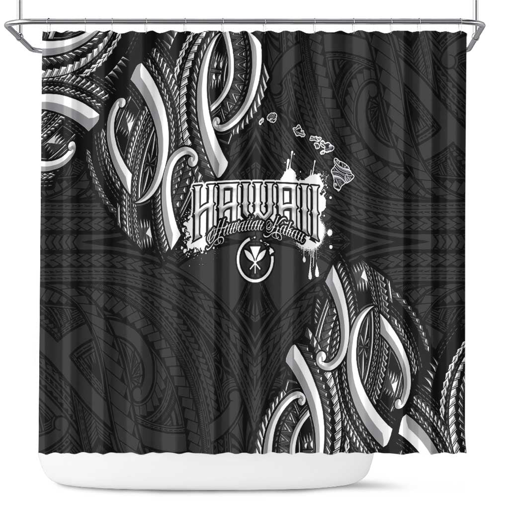 Traditional Art Hawaiian Kakau Tattoos Shower Curtain White LT03 White - Polynesian Pride
