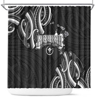 Traditional Art Hawaiian Kakau Tattoos Shower Curtain White LT03 White - Polynesian Pride