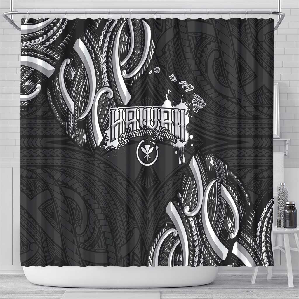 Traditional Art Hawaiian Kakau Tattoos Shower Curtain White LT03 - Polynesian Pride