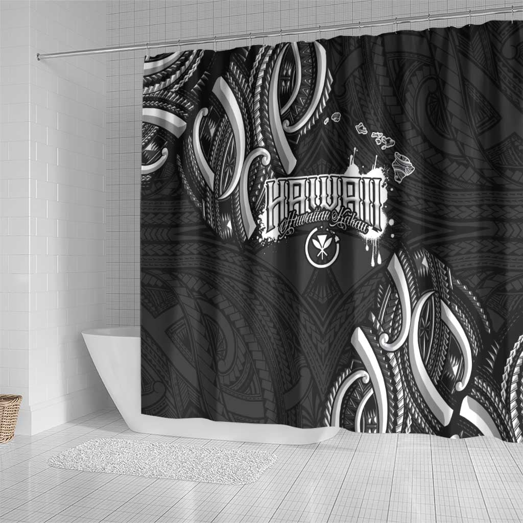 Traditional Art Hawaiian Kakau Tattoos Shower Curtain White LT03 - Polynesian Pride