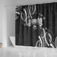 Traditional Art Hawaiian Kakau Tattoos Shower Curtain White LT03 - Polynesian Pride