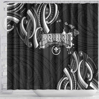 Traditional Art Hawaiian Kakau Tattoos Shower Curtain White LT03 - Polynesian Pride