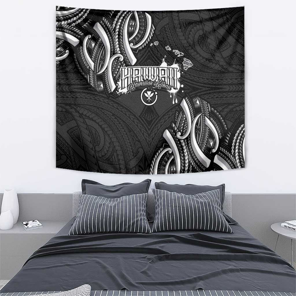 Traditional Art Hawaiian Kakau Tattoos Tapestry White LT03 - Polynesian Pride