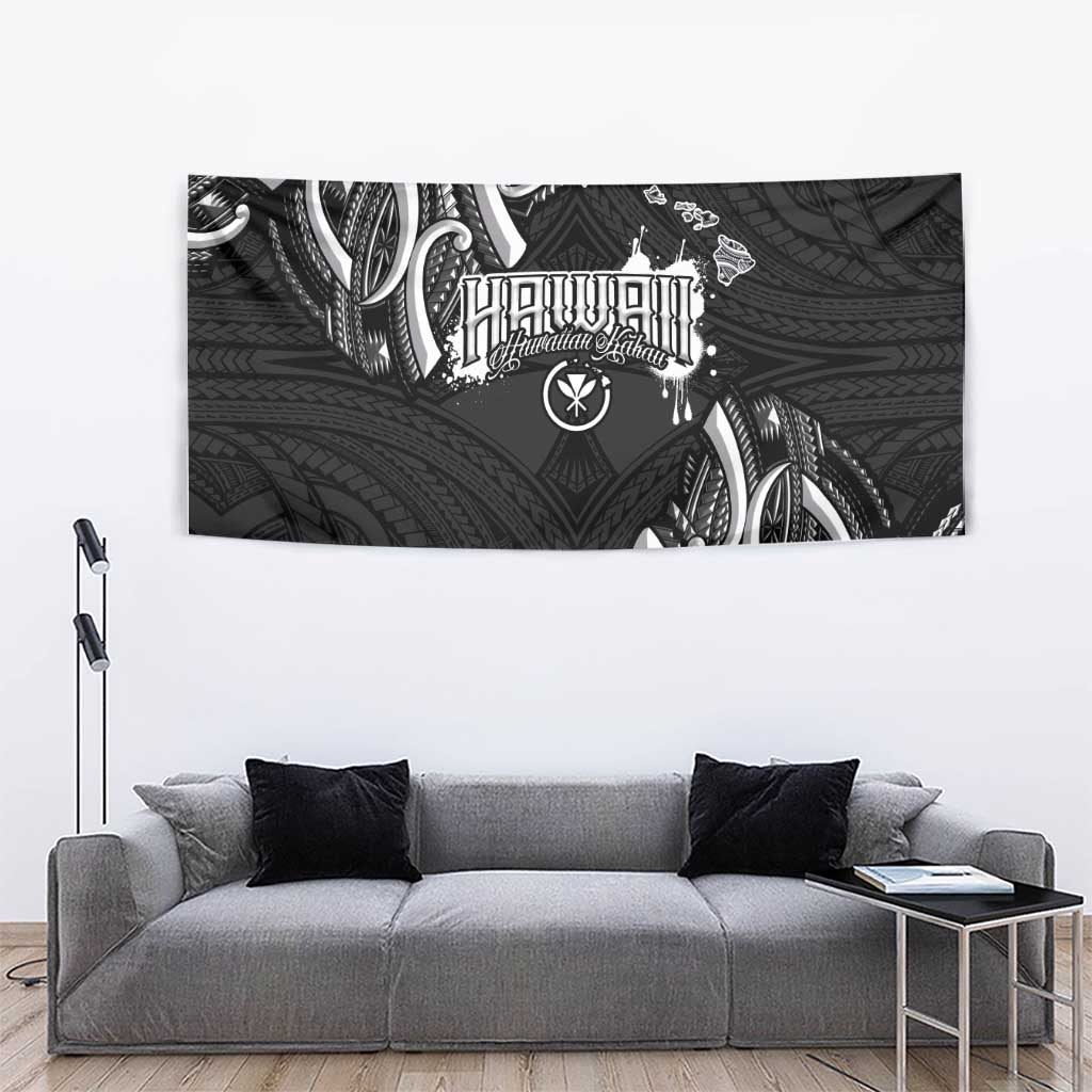 Traditional Art Hawaiian Kakau Tattoos Tapestry White LT03 - Polynesian Pride