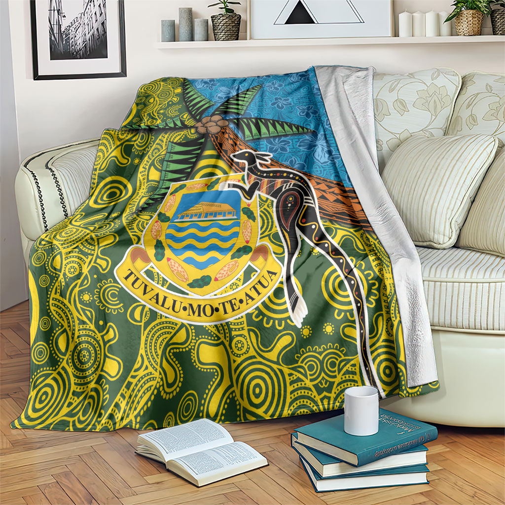 Tuvalu and Australia Together Blanket Tapa Pattern and Aboriginal mix Culture LT03 Multicolor - Polynesian Pride