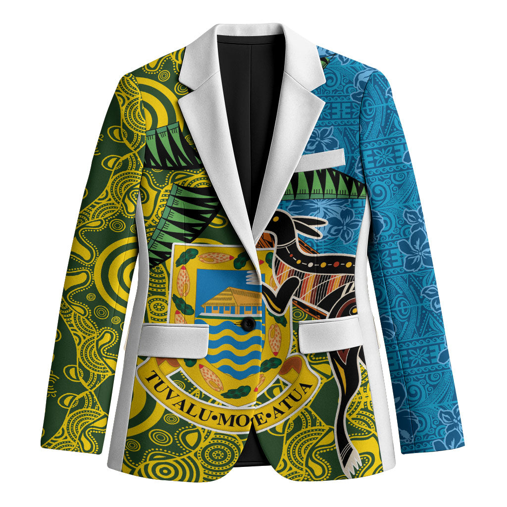 Tuvalu and Australia Together Blazer Tapa Pattern and Aboriginal mix Culture LT03 Unisex Multicolor - Polynesian Pride