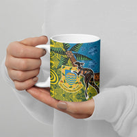Tuvalu and Australia Together Ceramic Mug Tapa Pattern and Aboriginal mix Culture LT03 - Polynesian Pride