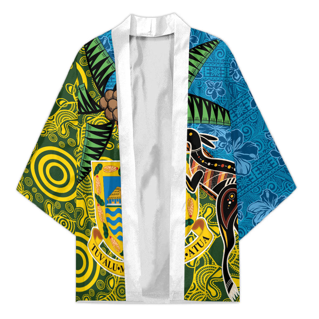 Tuvalu and Australia Together Kimono Tapa Pattern and Aboriginal mix Culture LT03 Unisex Multicolor - Polynesian Pride