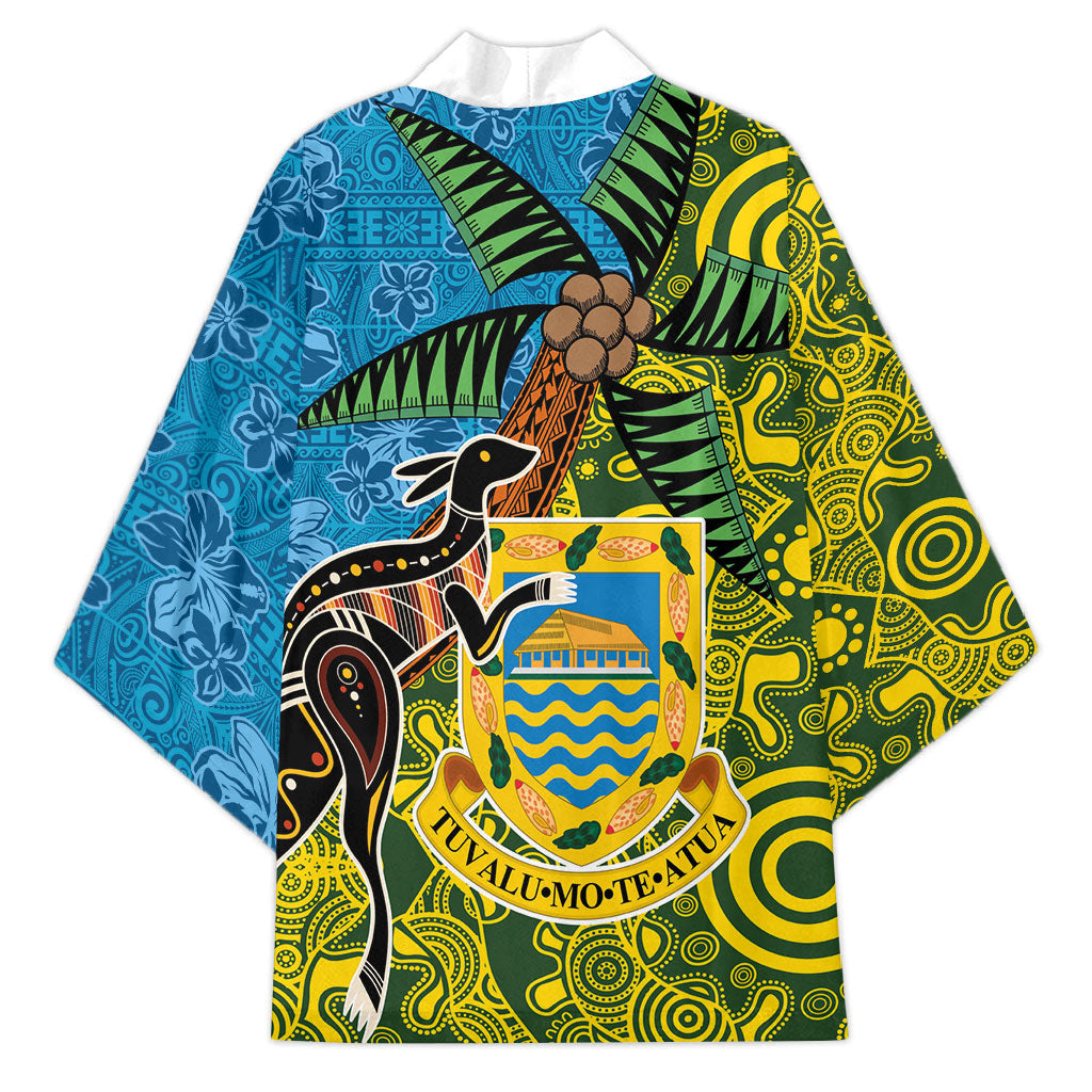 Tuvalu and Australia Together Kimono Tapa Pattern and Aboriginal mix Culture LT03 - Polynesian Pride