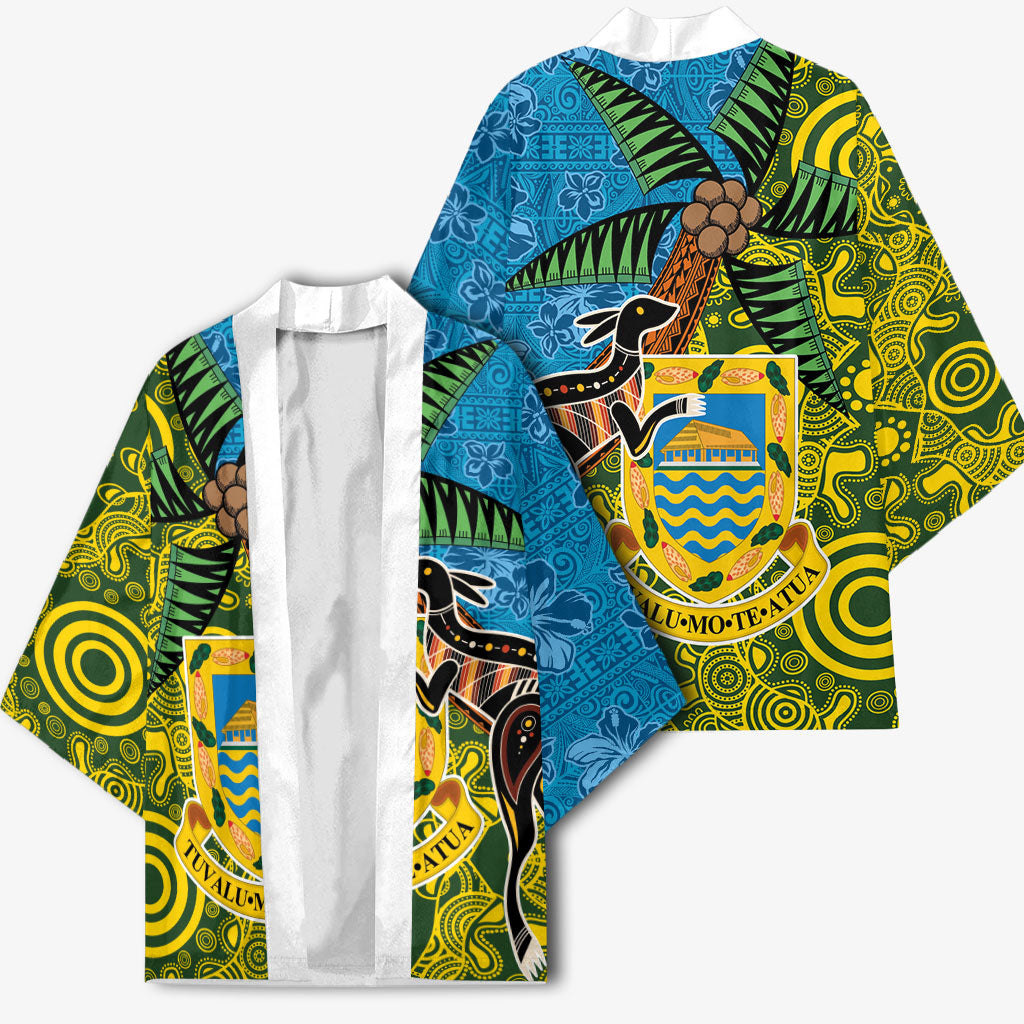 Tuvalu and Australia Together Kimono Tapa Pattern and Aboriginal mix Culture LT03 - Polynesian Pride