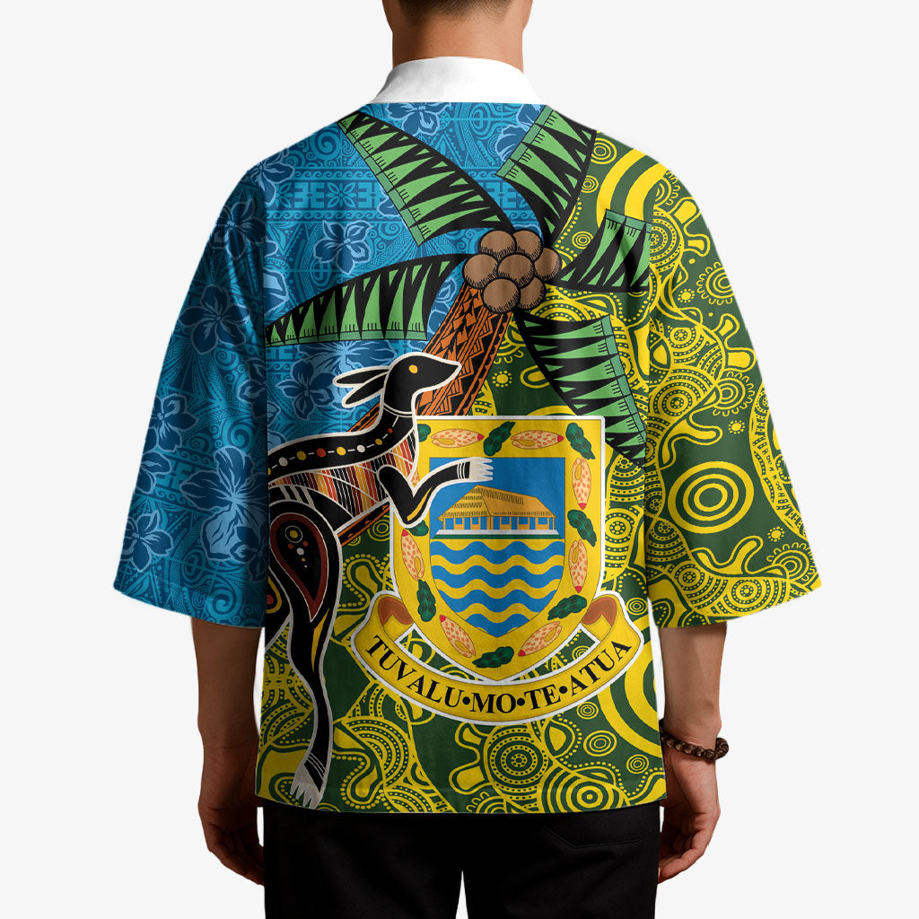 Tuvalu and Australia Together Kimono Tapa Pattern and Aboriginal mix Culture LT03 - Polynesian Pride