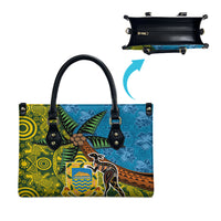 Tuvalu and Australia Together Leather Bag Tapa Pattern and Aboriginal mix Culture LT03 - Polynesian Pride