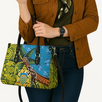 Tuvalu and Australia Together Leather Bag Tapa Pattern and Aboriginal mix Culture LT03 - Polynesian Pride