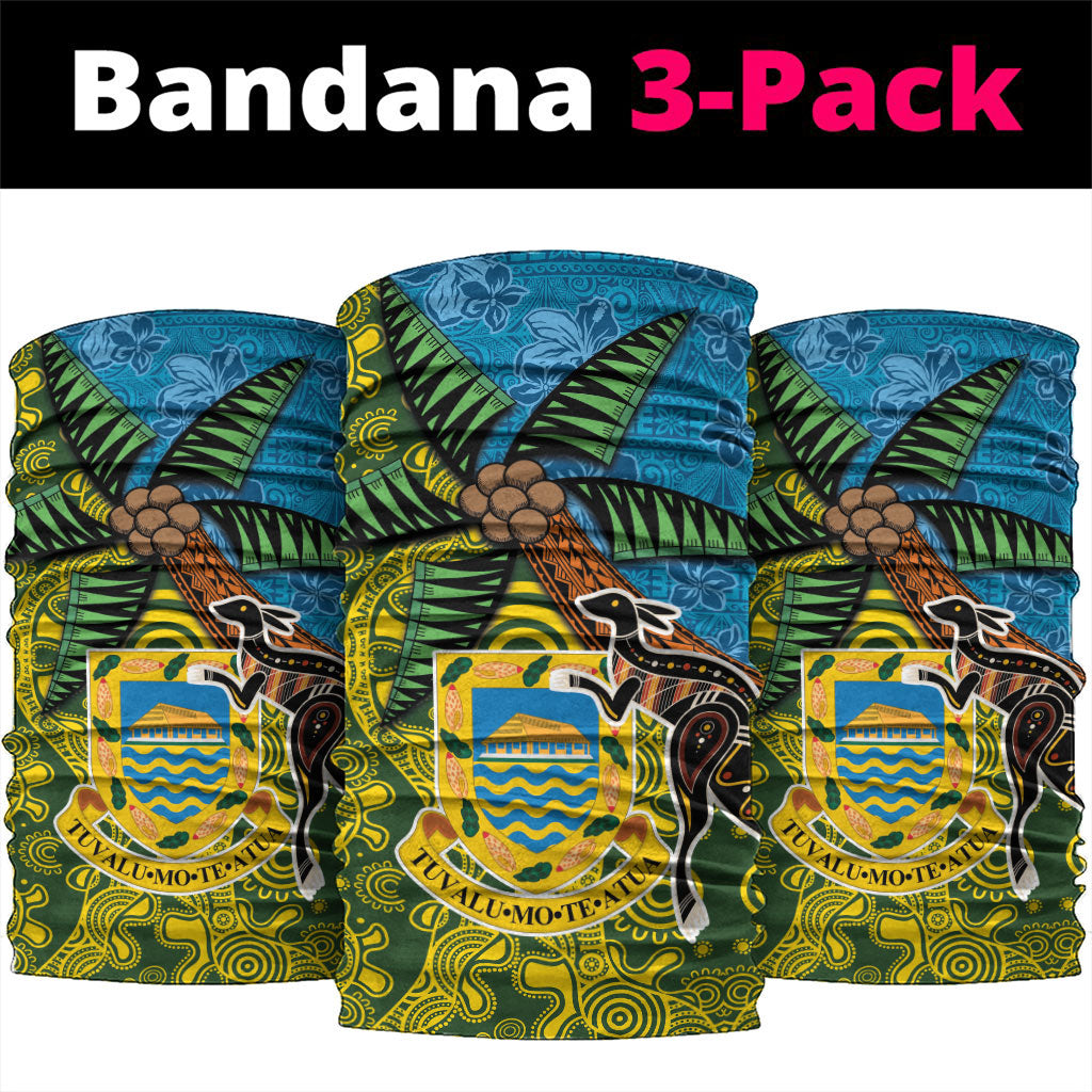 Tuvalu and Australia Together Neck Gaiter Tapa Pattern and Aboriginal mix Culture LT03 package One Size: 25*50cm Multicolor - Polynesian Pride