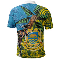 Tuvalu and Australia Together Polo Shirt Tapa Pattern and Aboriginal mix Culture LT03 - Polynesian Pride
