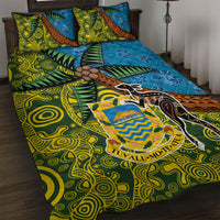 Tuvalu and Australia Together Quilt Bed Set Tapa Pattern and Aboriginal mix Culture LT03 Multicolor - Polynesian Pride