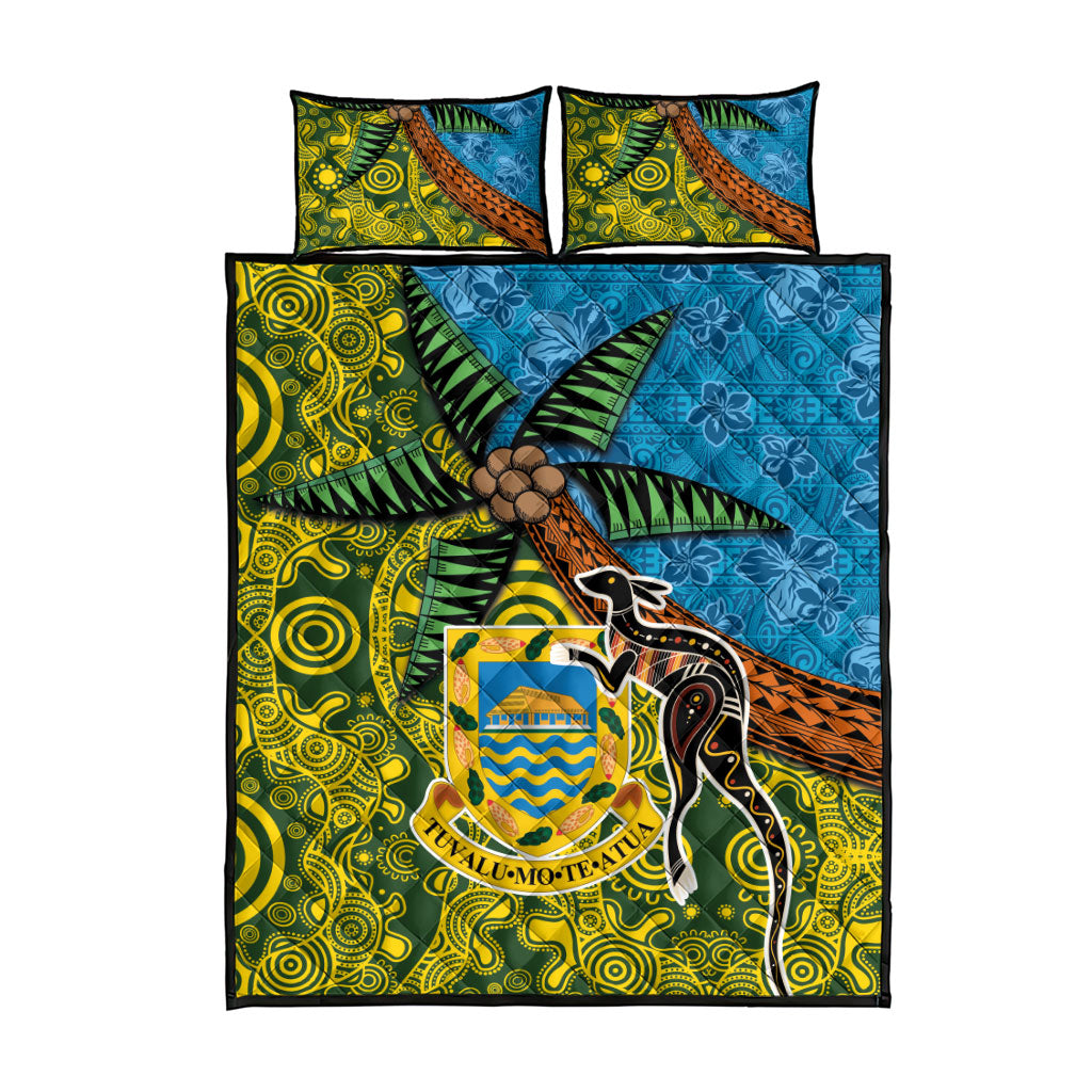Tuvalu and Australia Together Quilt Bed Set Tapa Pattern and Aboriginal mix Culture LT03 - Polynesian Pride