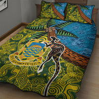 Tuvalu and Australia Together Quilt Bed Set Tapa Pattern and Aboriginal mix Culture LT03 - Polynesian Pride