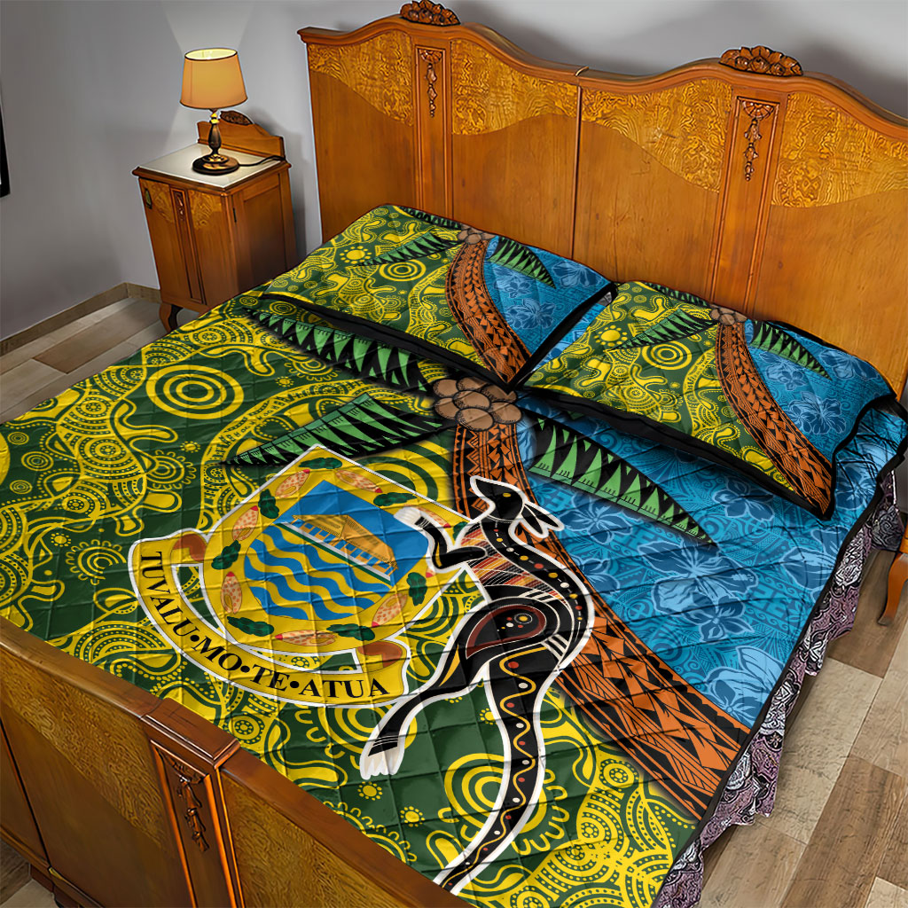 Tuvalu and Australia Together Quilt Bed Set Tapa Pattern and Aboriginal mix Culture LT03 - Polynesian Pride