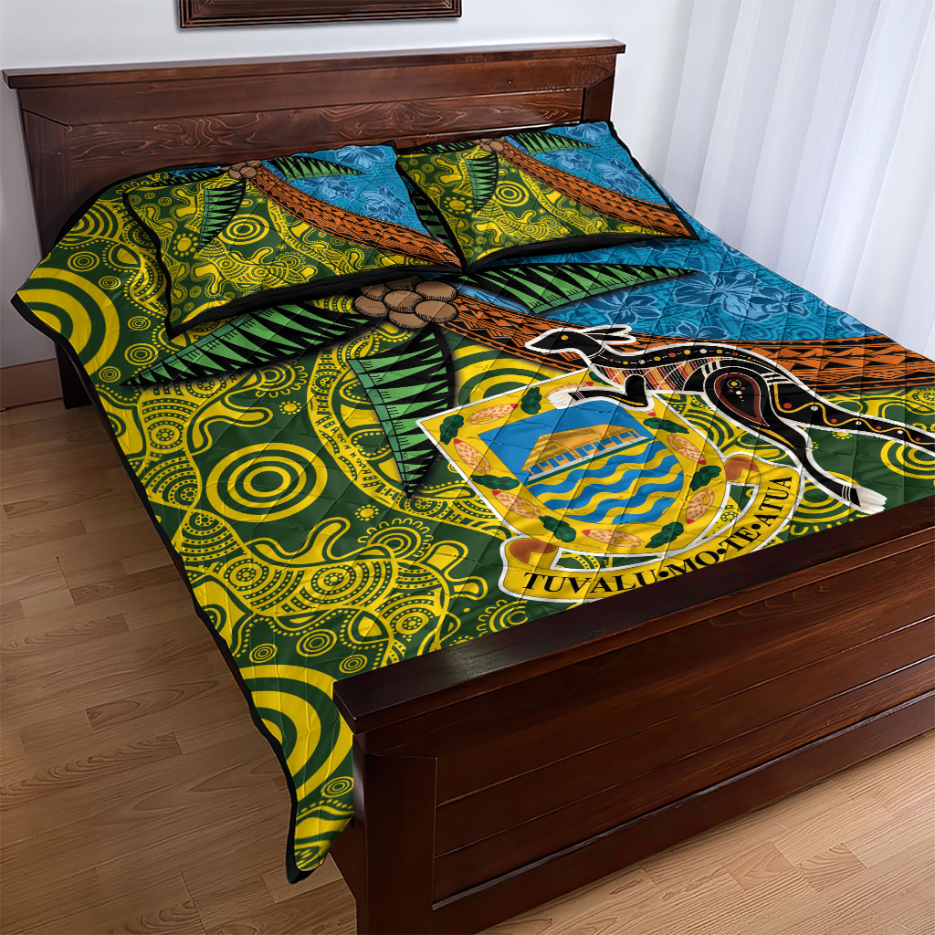Tuvalu and Australia Together Quilt Bed Set Tapa Pattern and Aboriginal mix Culture LT03 - Polynesian Pride