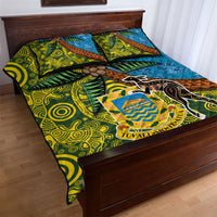 Tuvalu and Australia Together Quilt Bed Set Tapa Pattern and Aboriginal mix Culture LT03 - Polynesian Pride