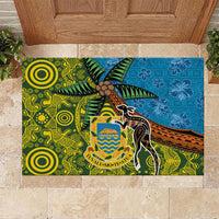 Tuvalu and Australia Together Rubber Doormat Tapa Pattern and Aboriginal mix Culture LT03 Multicolor - Polynesian Pride