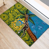 Tuvalu and Australia Together Rubber Doormat Tapa Pattern and Aboriginal mix Culture LT03 - Polynesian Pride