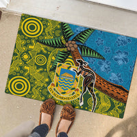 Tuvalu and Australia Together Rubber Doormat Tapa Pattern and Aboriginal mix Culture LT03 - Polynesian Pride