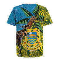 Tuvalu and Australia Together Rugby Jersey Tapa Pattern and Aboriginal mix Culture LT03 - Polynesian Pride