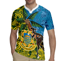 Tuvalu and Australia Together Rugby Jersey Tapa Pattern and Aboriginal mix Culture LT03 - Polynesian Pride
